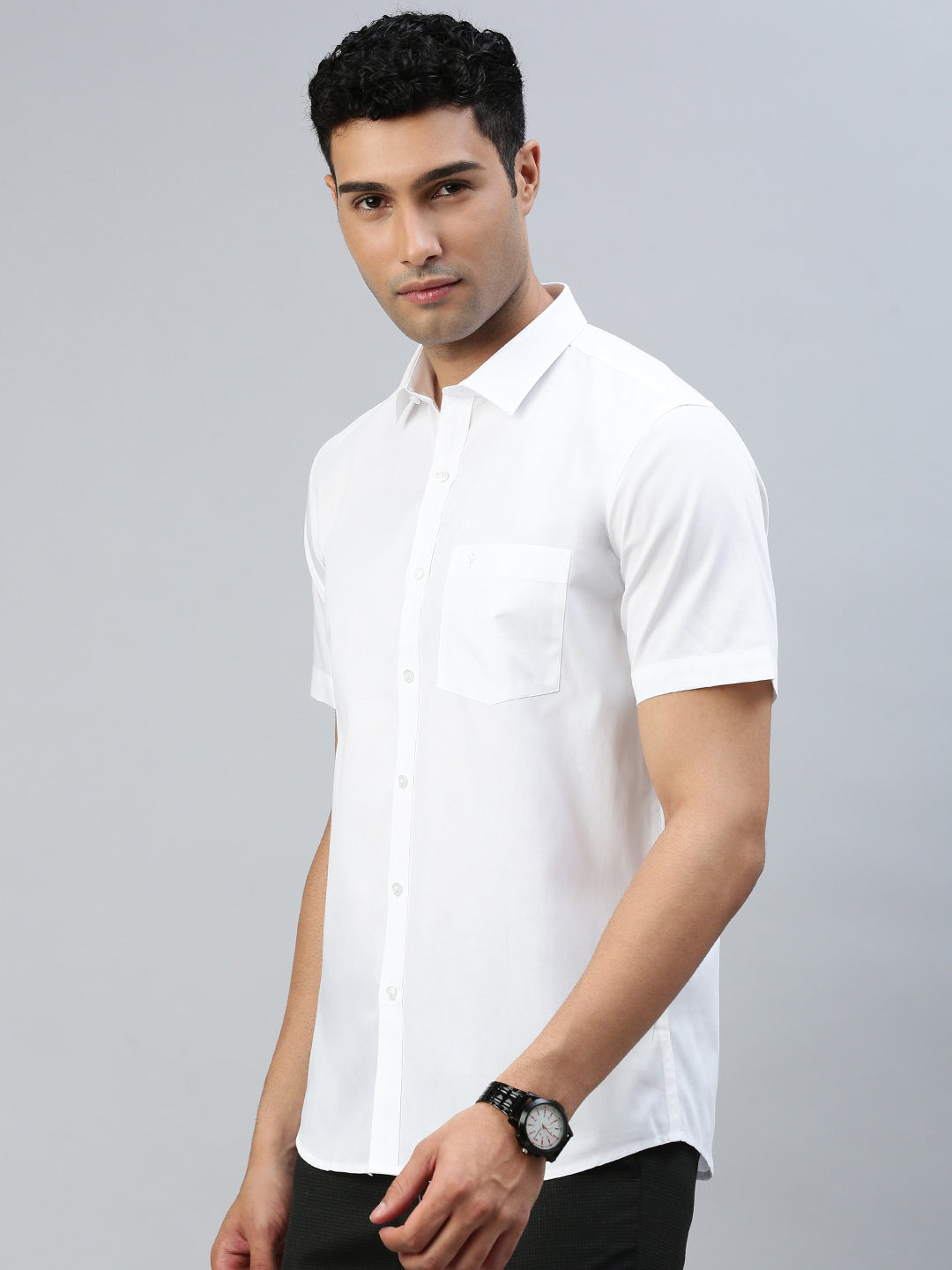 Men Black and White Half Sleeves Shirt Combo