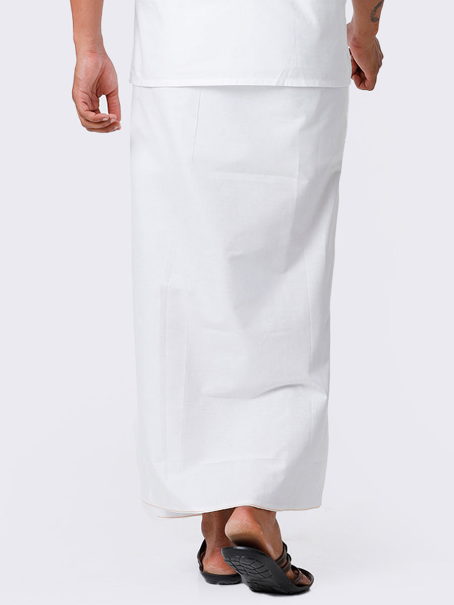 Men White with Small Border Single Layer Dhoti Smart Nice Paramas