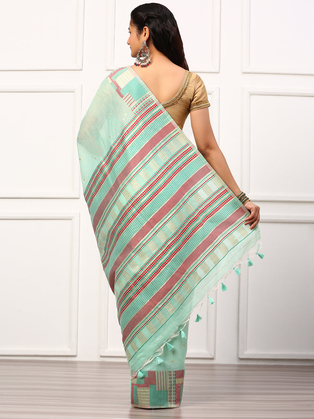 Womens Semi Silk Saree Green SS246