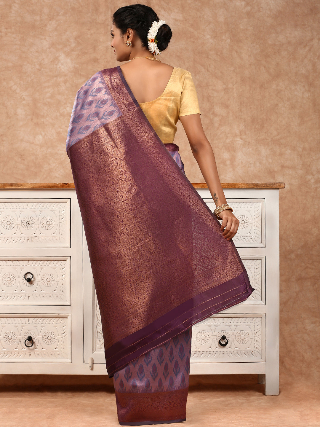 Women Semi Silk Saree Violet SS168