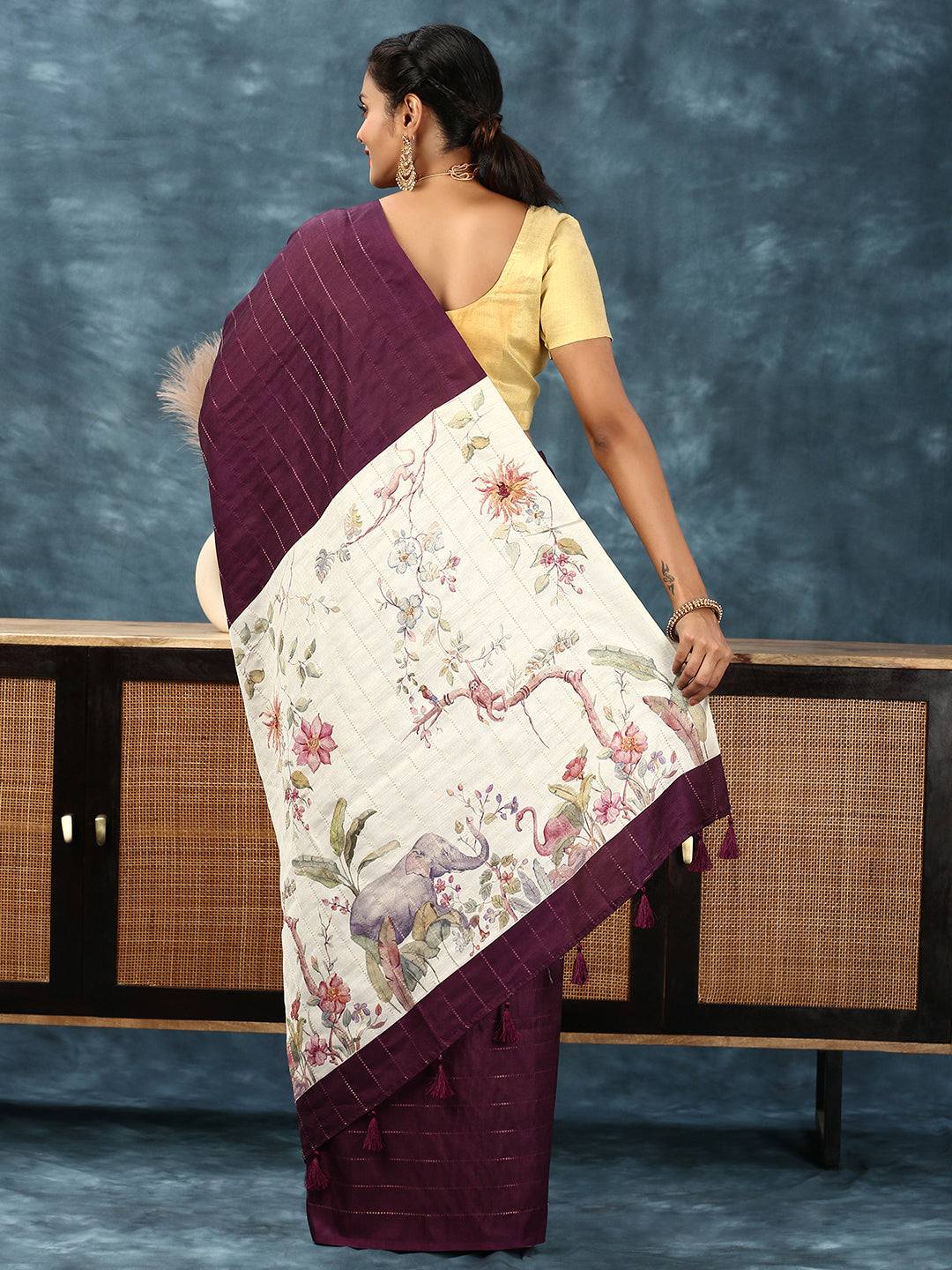 Womens Semi Tussar Saree Maroon ST164