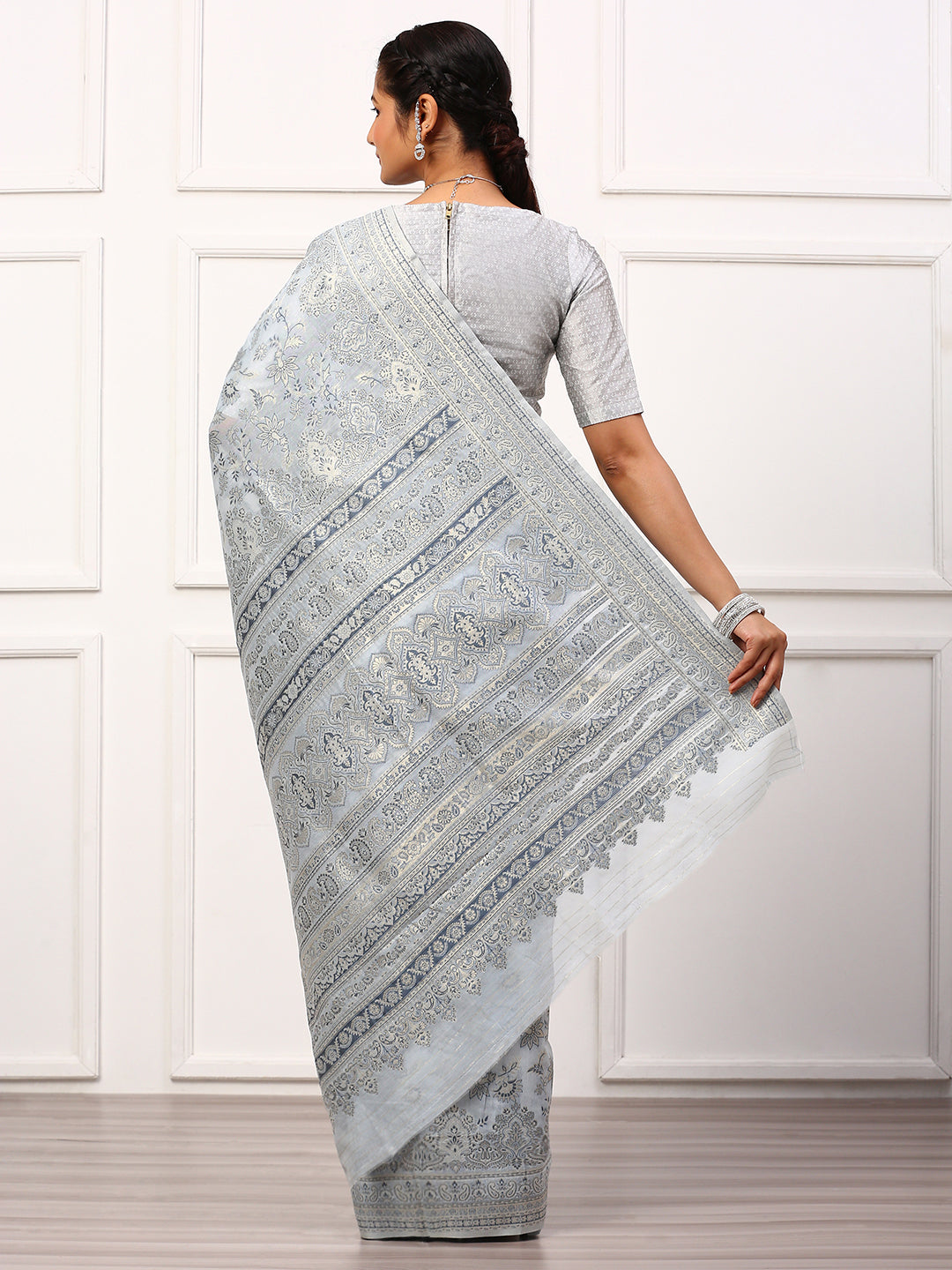 Women Semi Silk Saree Blue SS254