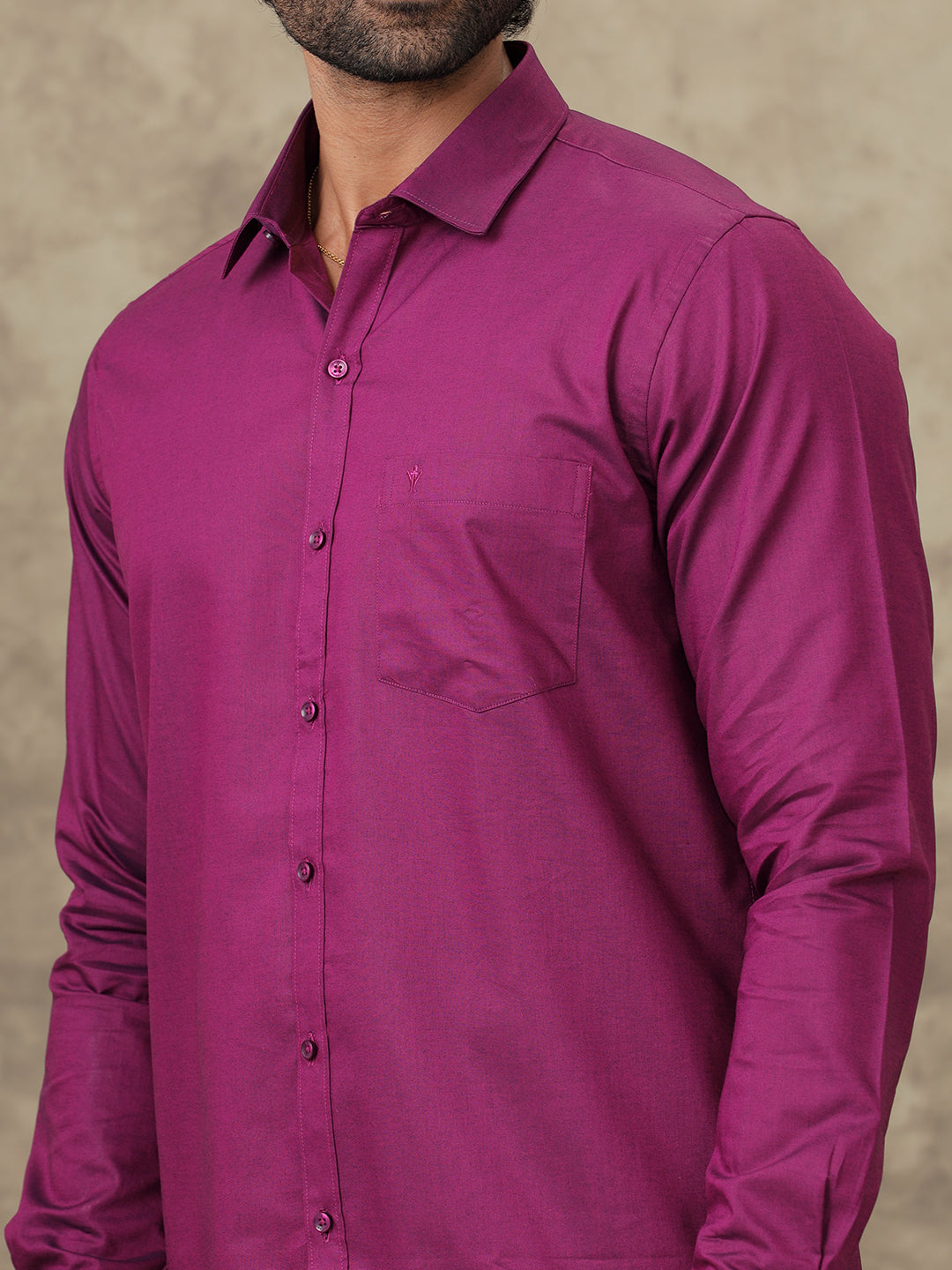 Men Dark Raspberry Shirt With Matching Border Dhoti Set Evolution