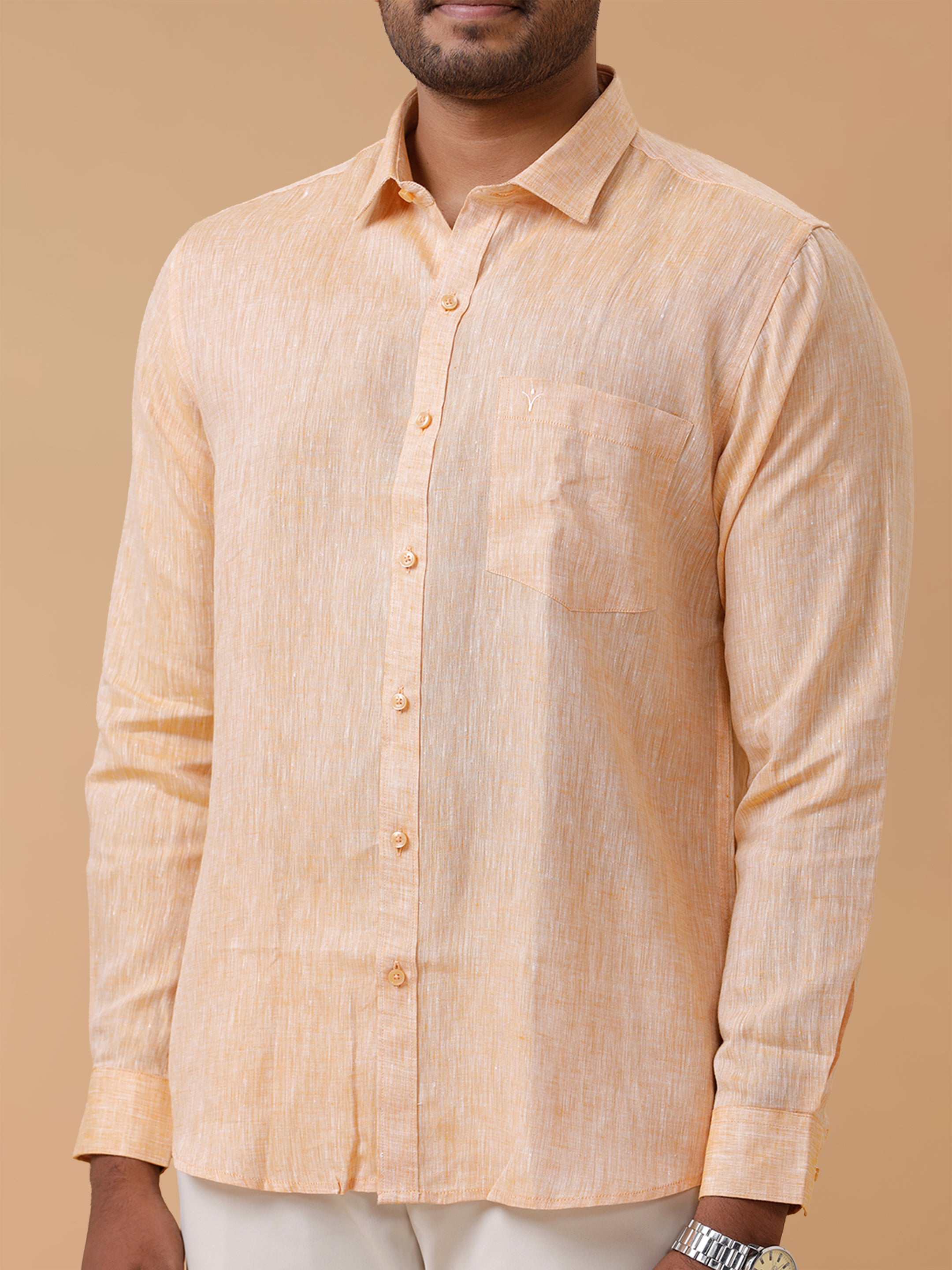 Pure Linen Orange Smart Fit Shirt L19