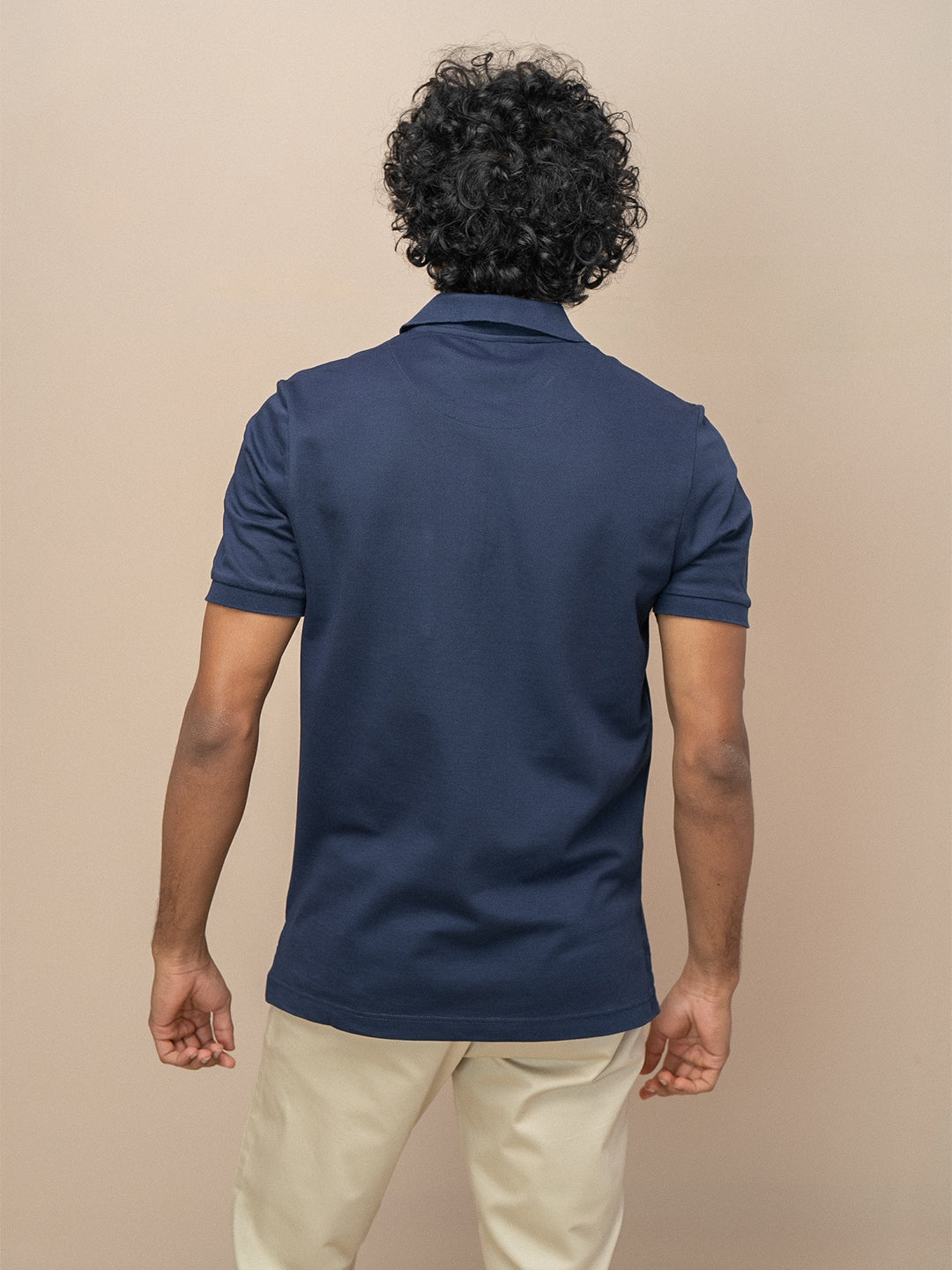 Men Combed Cotton Rich Smart Fit Oxford Polo T-Shirt Navy OP3
