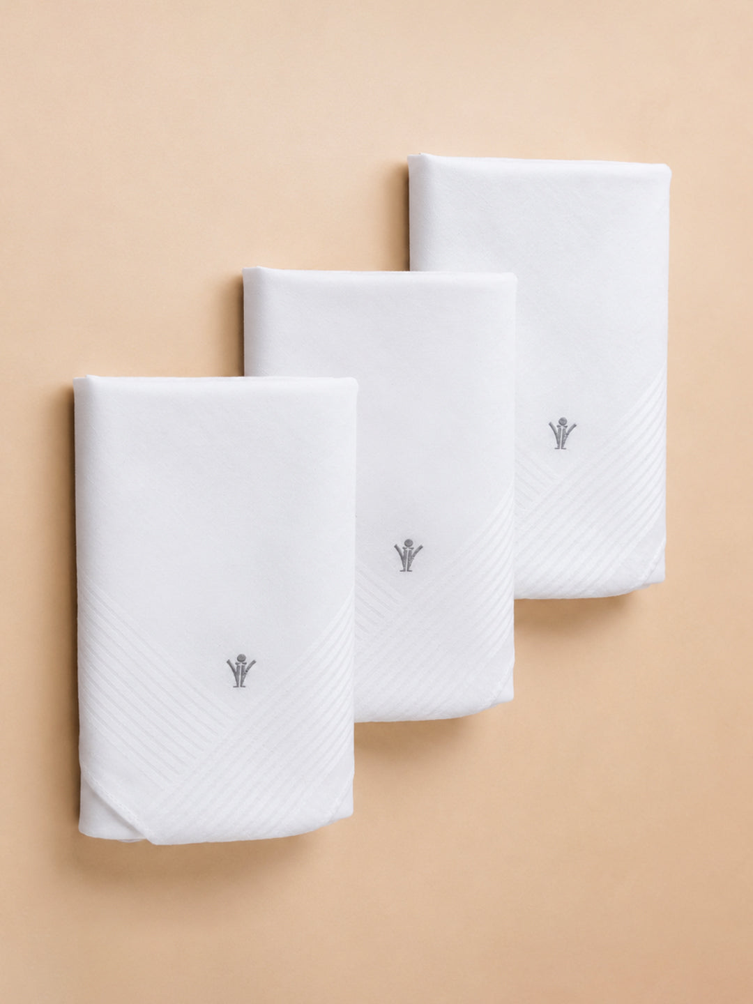 Cotton White Hand Kerchief (Pack of 3)