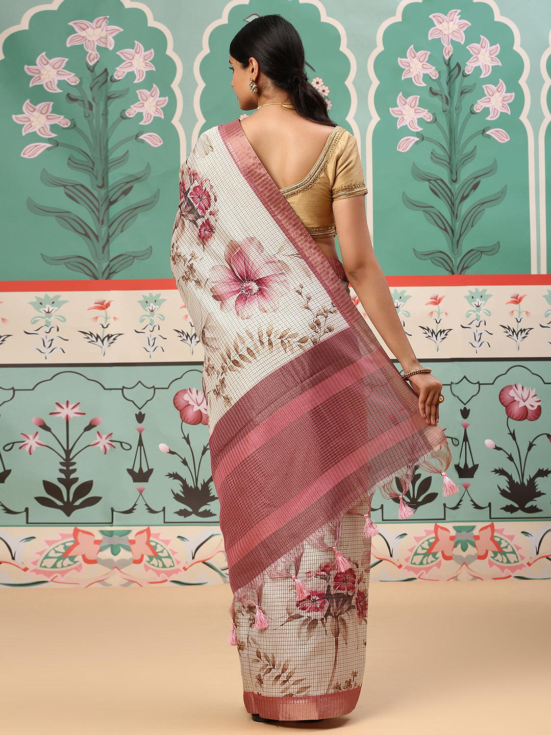 Womens Semi Tussar Saree Brown ST140