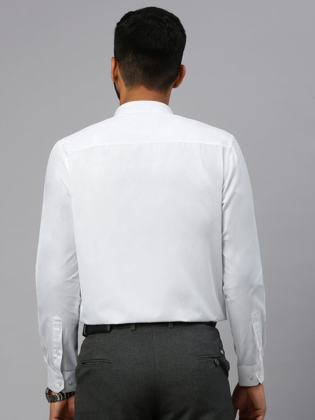 Mens Smart Fit Poly Cotton White Shirt Full Sleeves White Mark