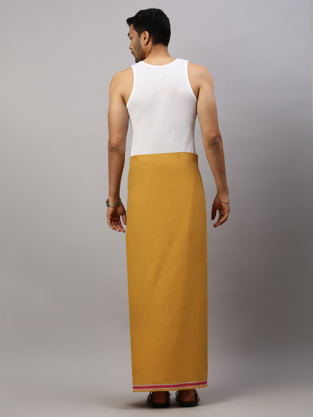 Mens Colour Dhoti with Fancy Border Mystyle Colour 10 (A GOLD)