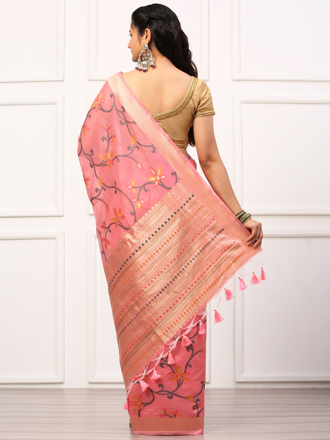 Womens Semi Silk Saree Pink SS240