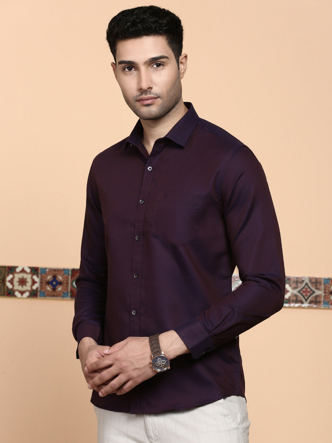 Men Premium Cotton Dark Purple Shirt EL GP16