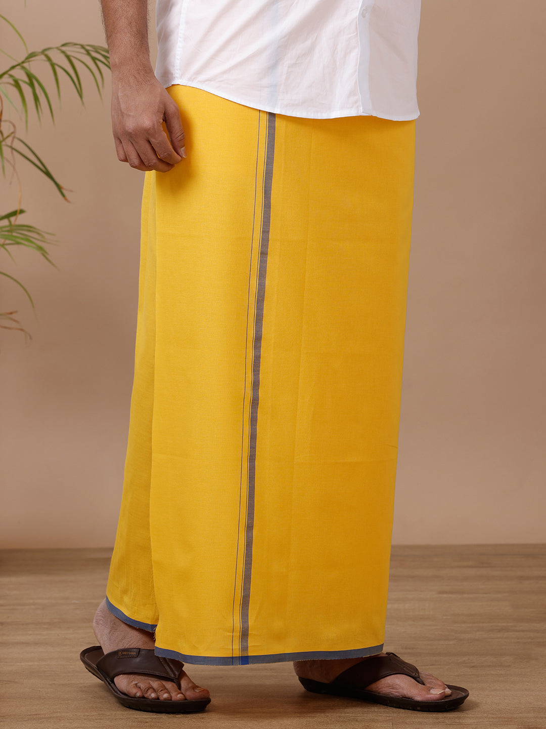 Men Fancy Border Dhoti Yellow Enrich Colour 13 (GLDF)