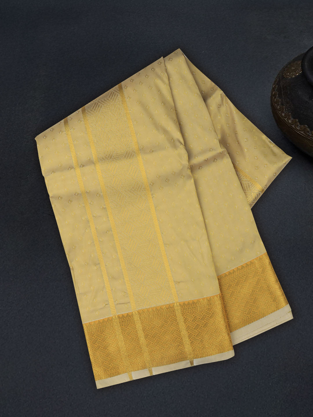 Men Art Silk Dhoti & Shirting Set Gold Mangalakara 140k (2 in 1) M36