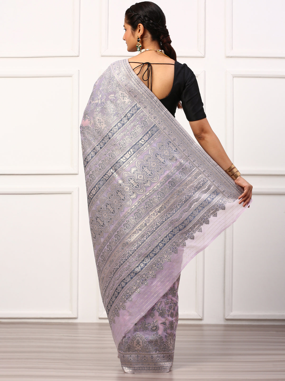 Womens Semi Silk Saree Violet SS259