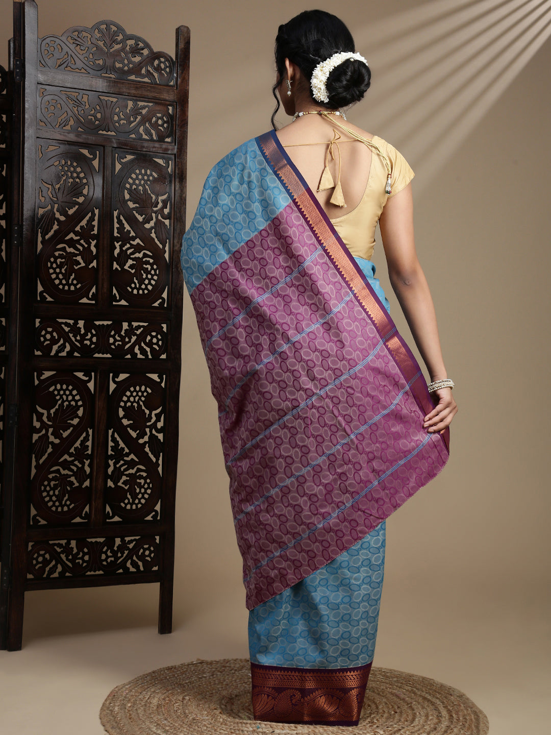 Women Blue with Violet Art Silk Saree ASS122
