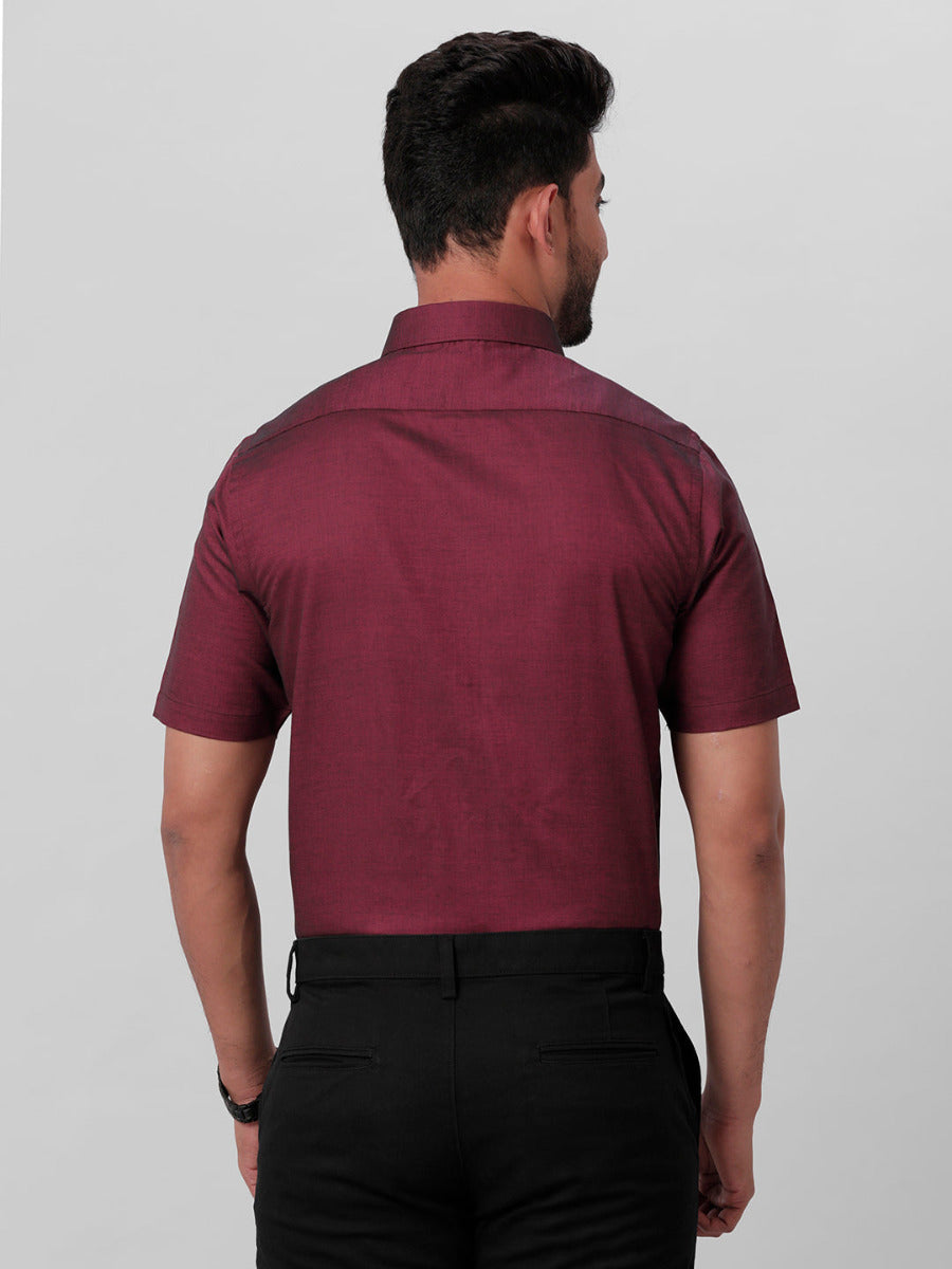 Premium Cotton Purple Half Sleeves Shirt EL GP14-Back view