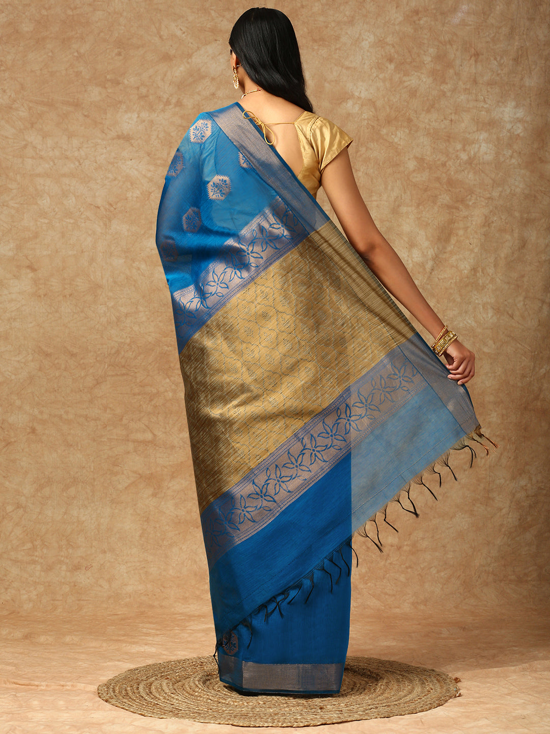 Women Semi Silk Saree Blue SS319