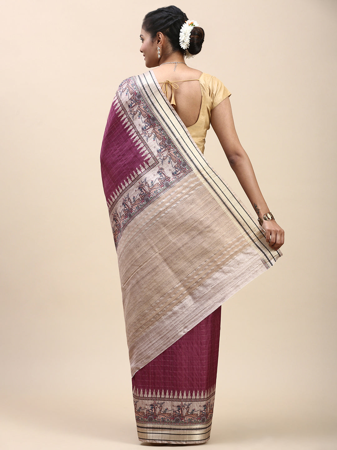 Women Semi Tussar Saree Violet ST199