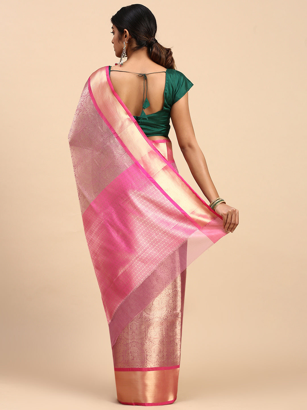 Women Semi Silk Tissue Weaving Saree Pink SS278