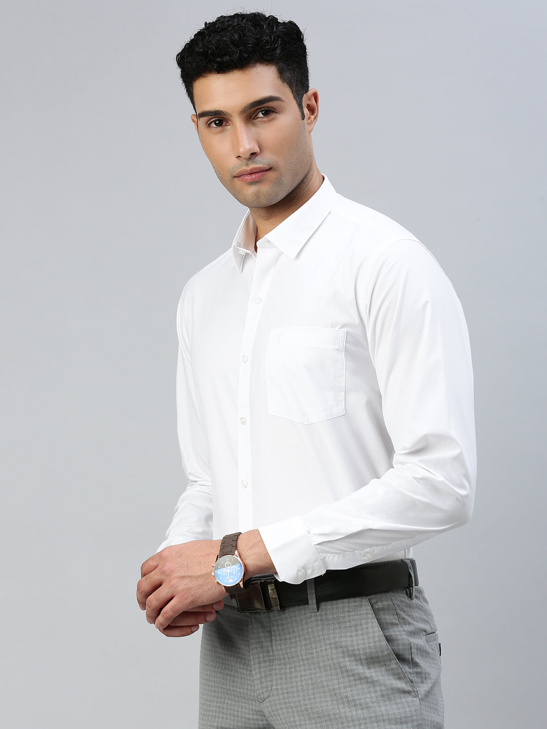 Mens Uniform Wrinkle Free White Shirt Full Sleeves