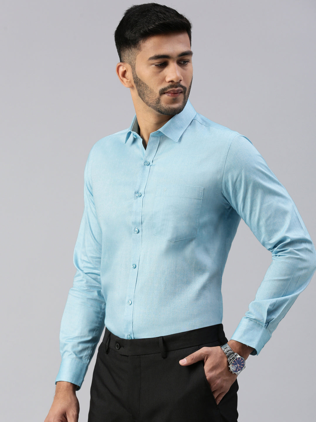 Mens Formal Blue Full Sleeves Shirt  CL6 GD6