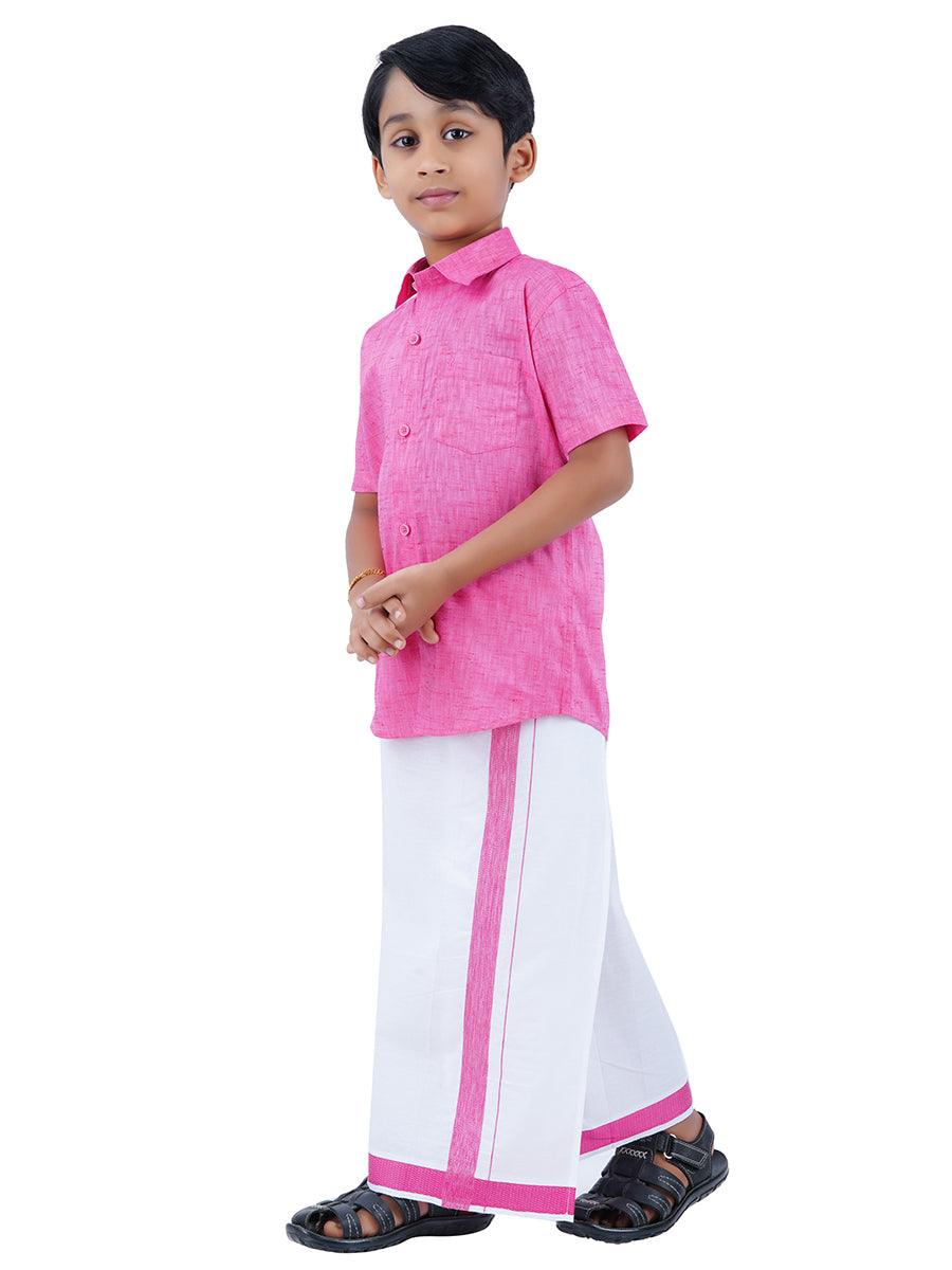 Like Father Like Son Half Sleeves Combo Set Pink