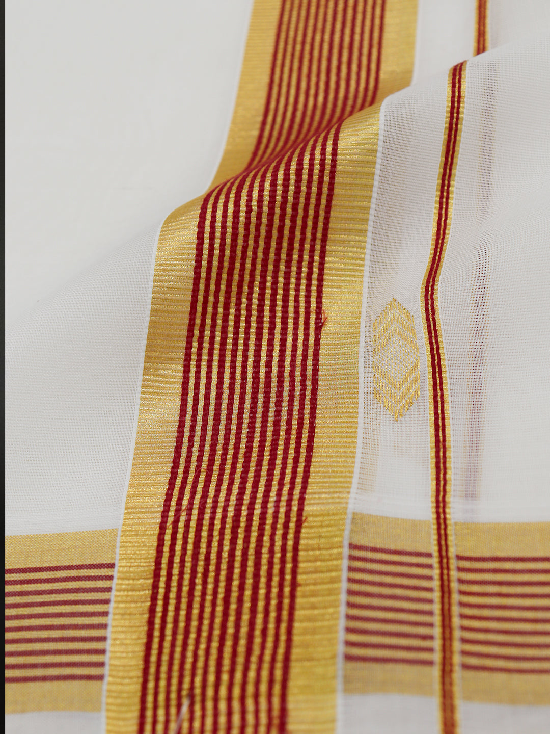Men Premium Handloom Off White Dhoti with Fancy Border HLM77