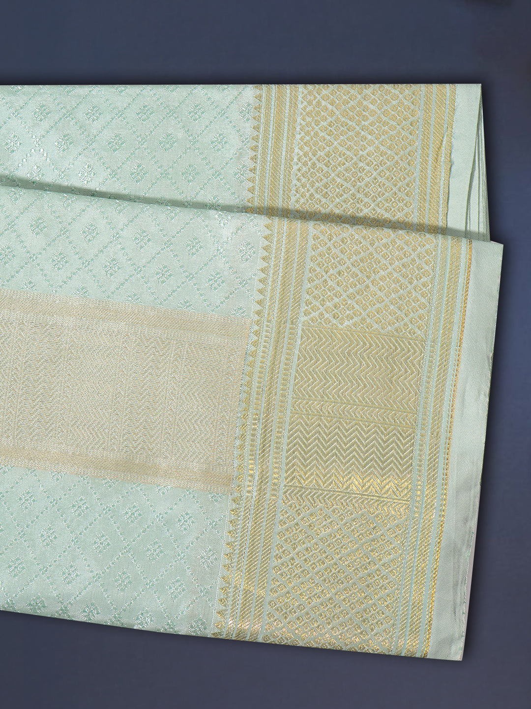 Men Art Silk Wedding Shirting Dhoti & Towel Set Pista Green Touch Tone TT24