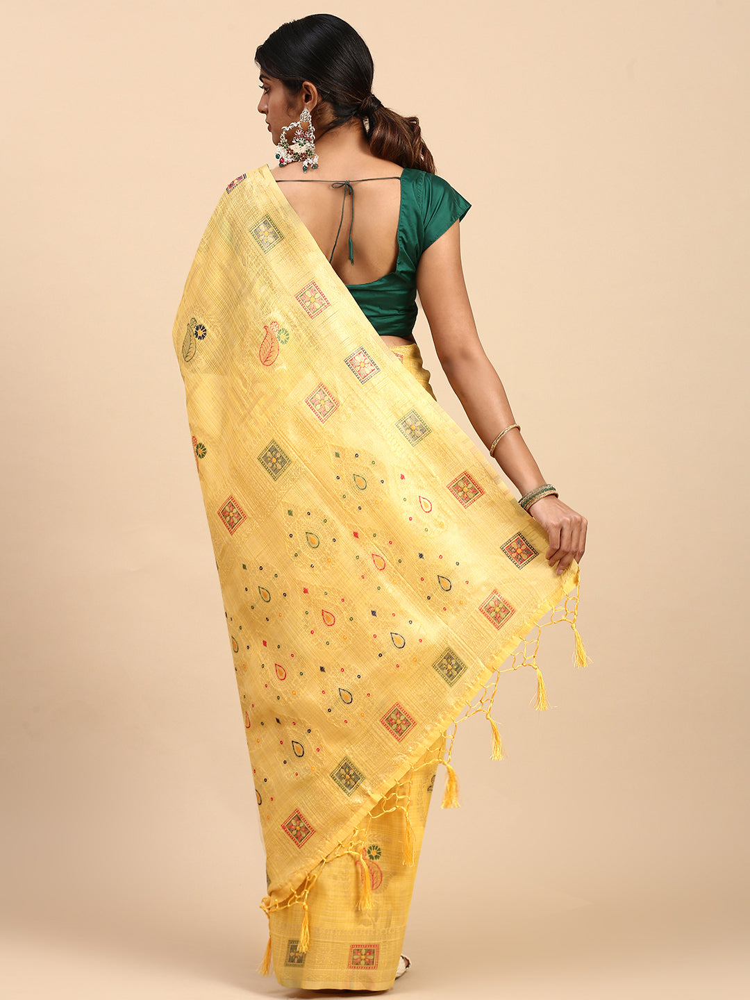 Couple Combo Shirt & Dhoti Set with Saree Yellow SL167