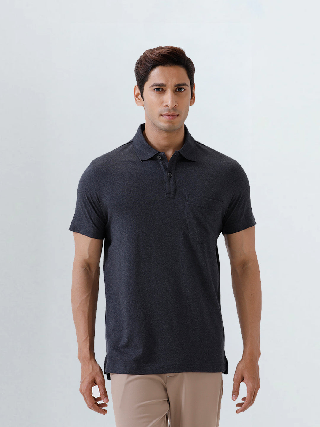 Men TENCEL™ Modal Fibers with Micro technology Polo T-Shirt Charcoal EMP5
