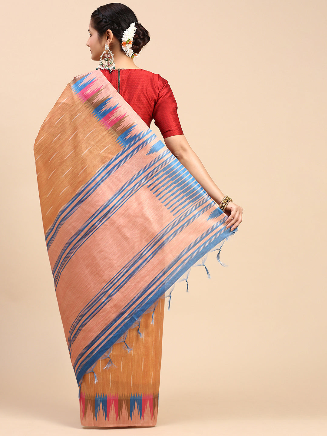 Women Semi Tussar Weaving Saree Brown ST173