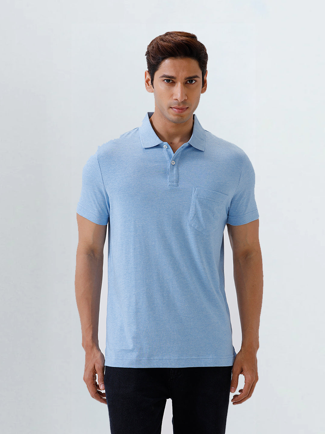 Men TENCEL™ Modal Fibers with Micro technology Polo T-Shirt Sky Heather EMP7