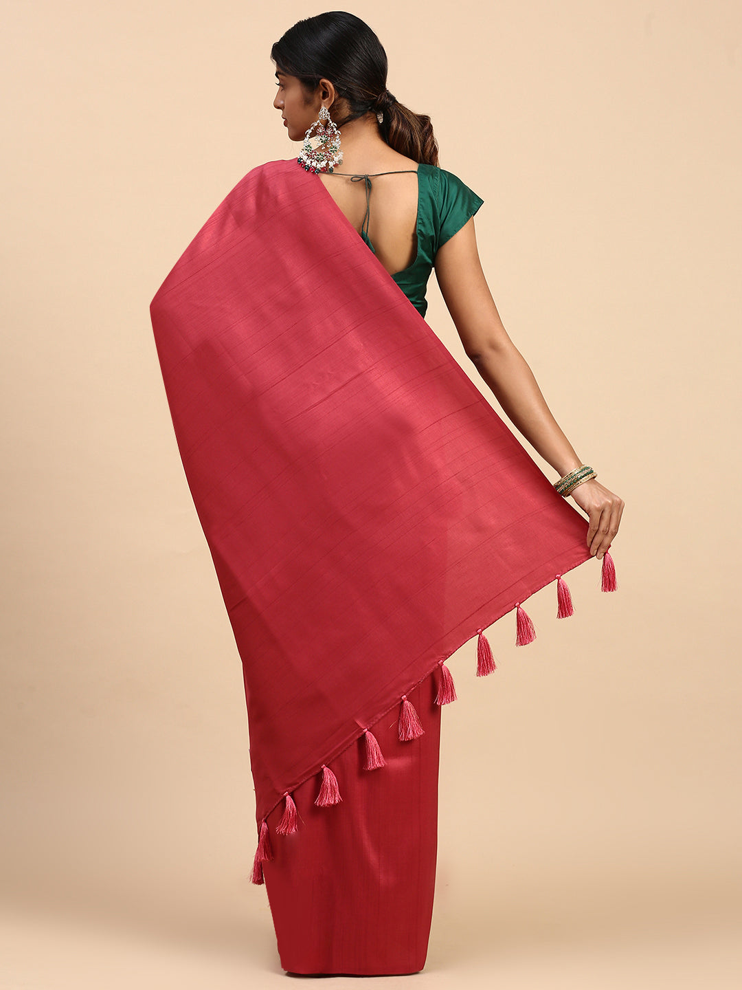 Women Pure Cotton Saree Red PCS108