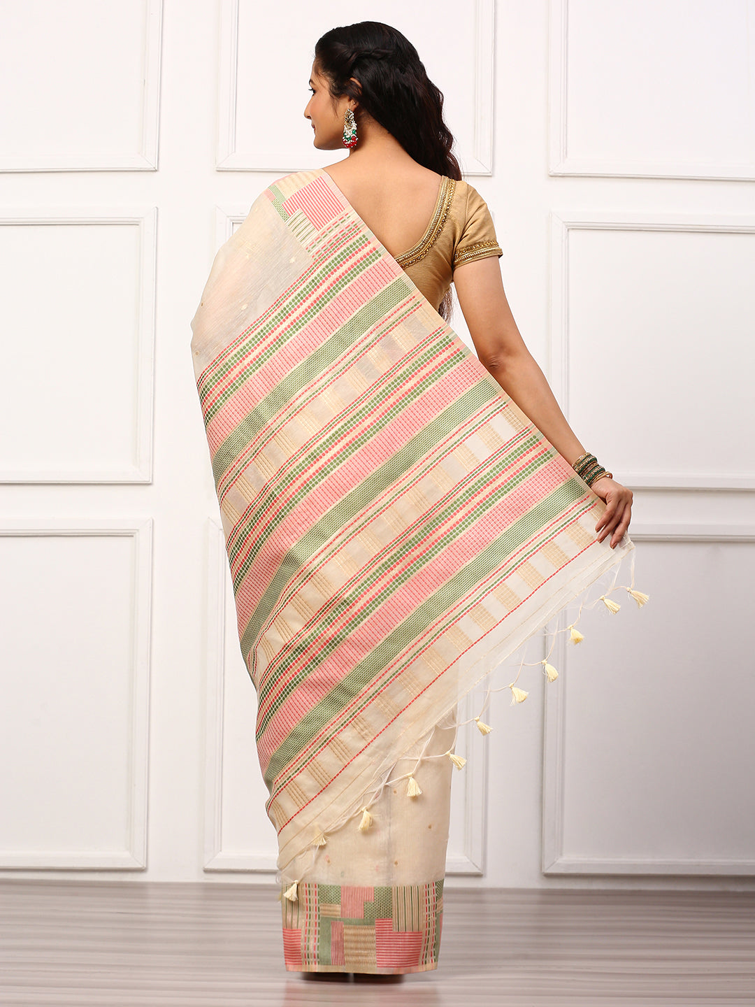 Women Semi Silk Saree Cream SS247