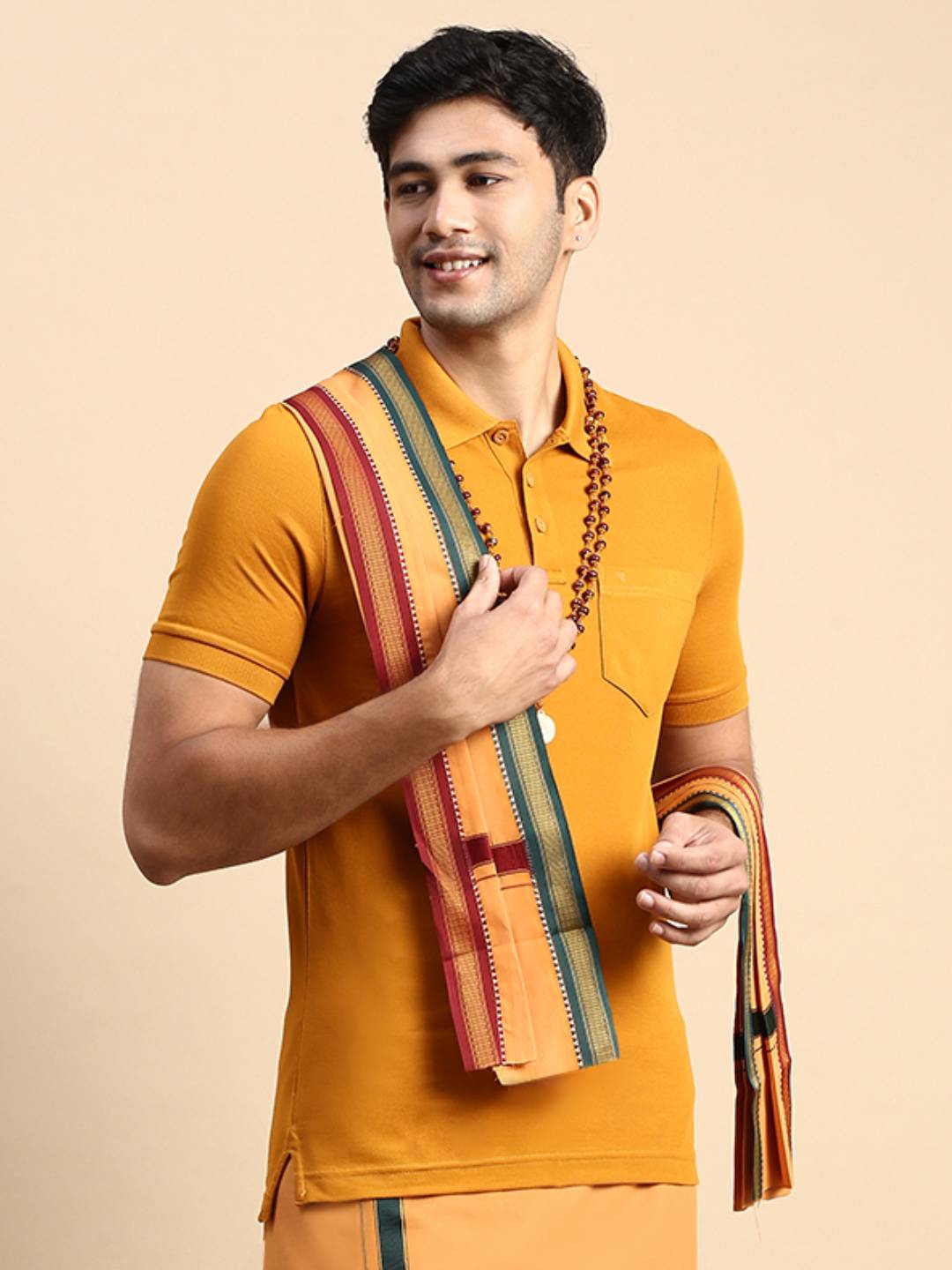 Men Mayilkhan Border Angavastram Towel Gandarva Kaavi