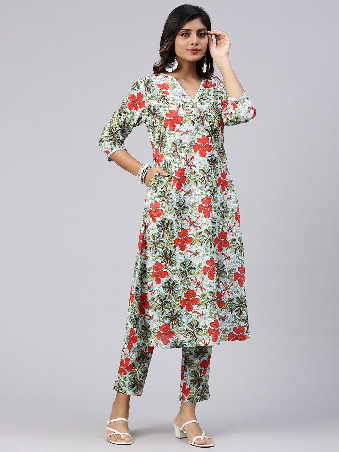 Women Cotton Printed Kurti Sets Multicolour EKS24