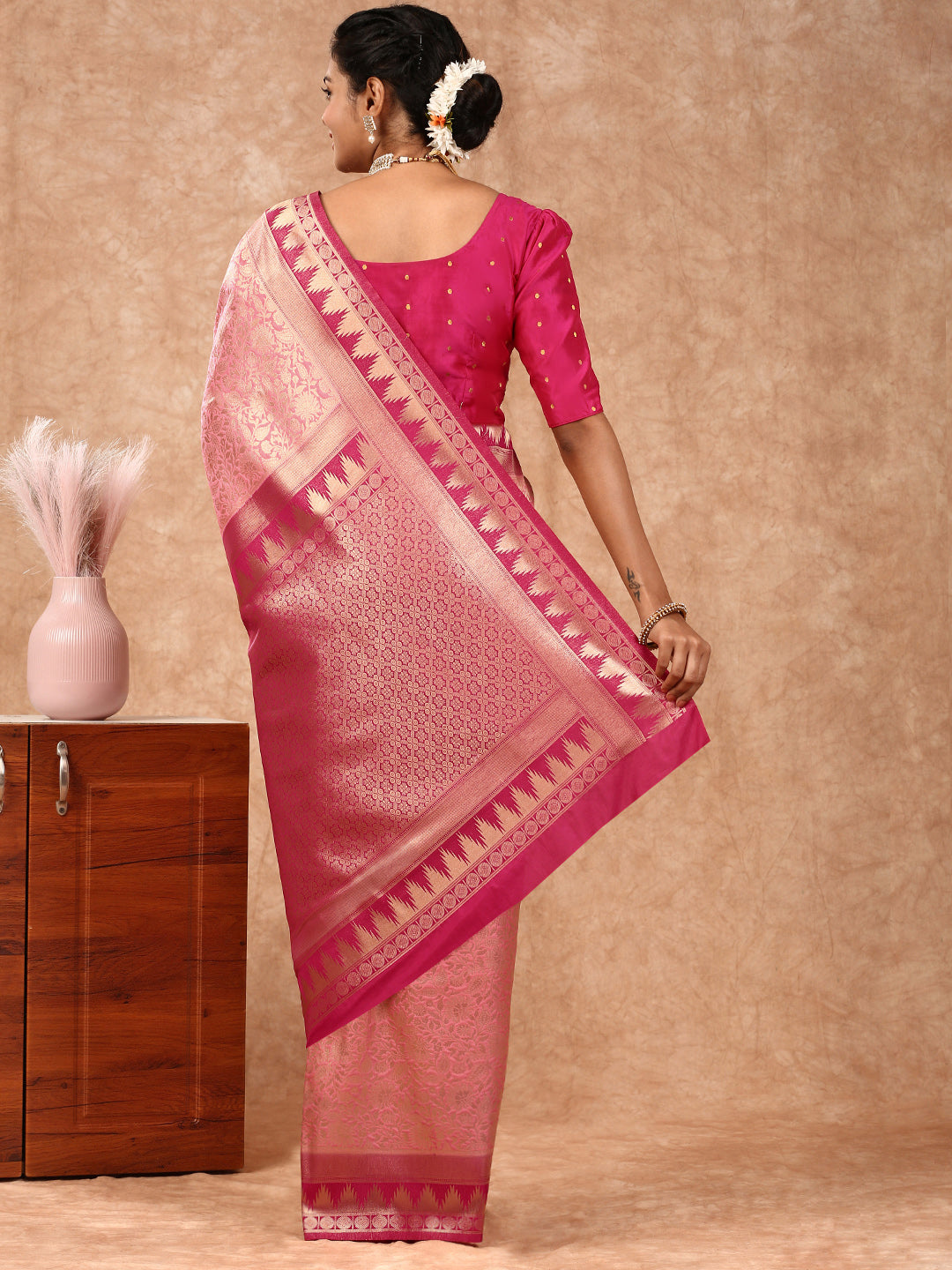 Women Semi Silk Saree Pink SS209