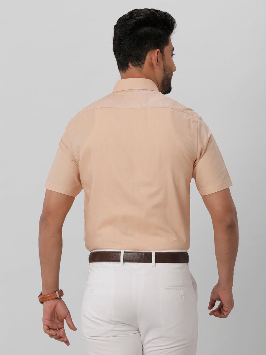 Premium Cotton Dark Sandal Half Sleeves Shirt EL GP18-Back view