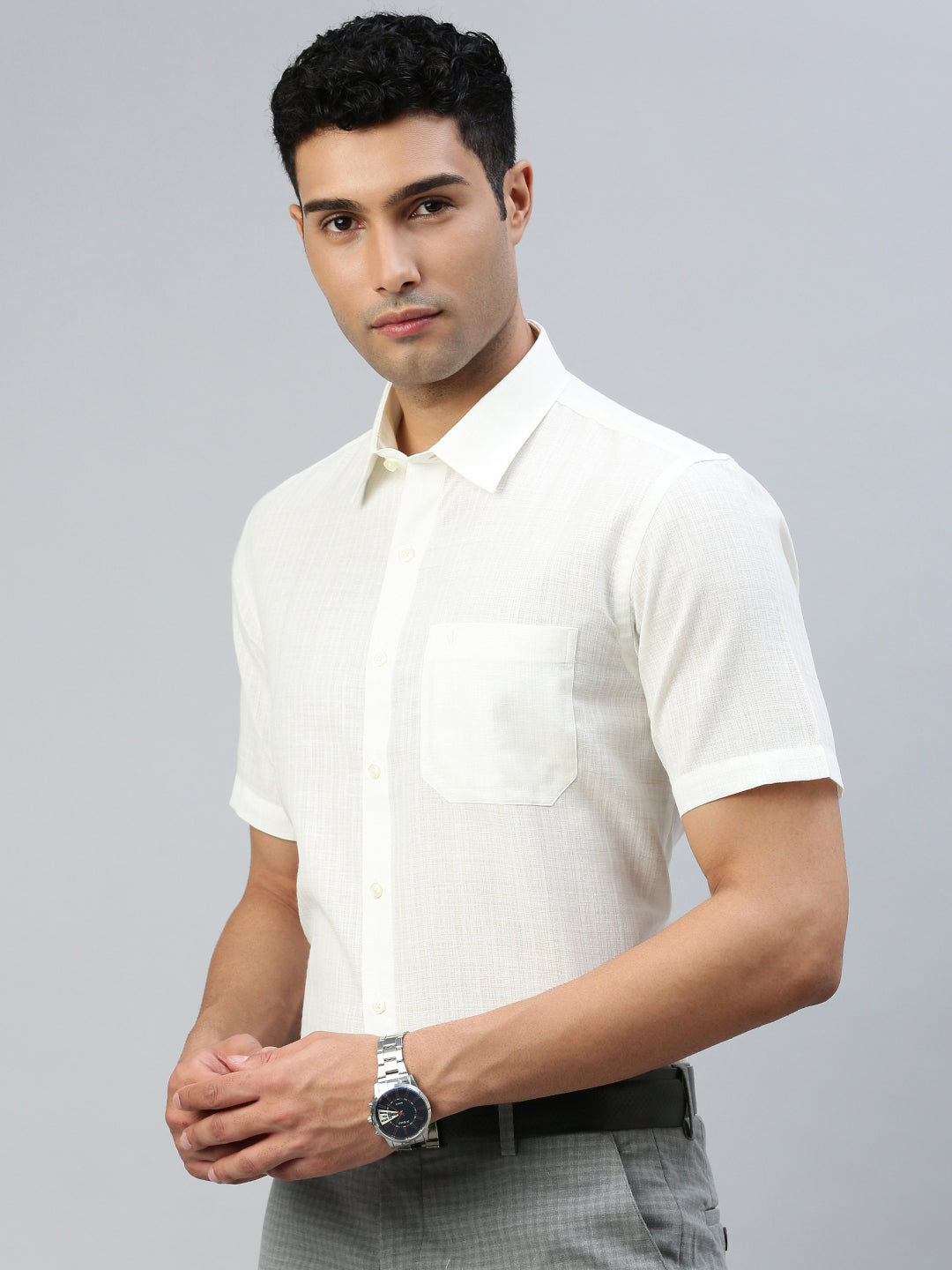 Men Cotton Rich Shirt Cream Celebrity 2