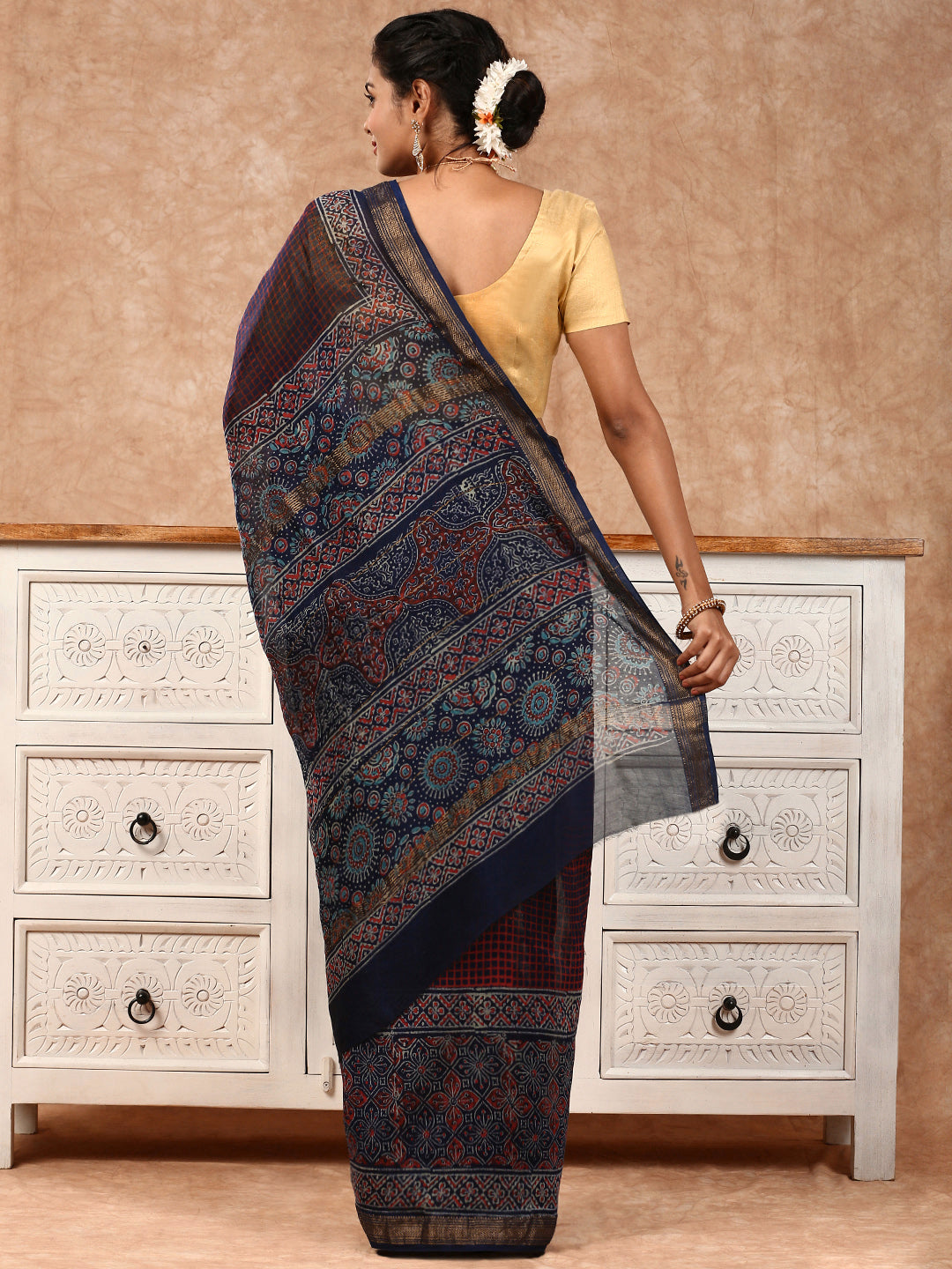 Women Semi Silk Saree Navy SS195