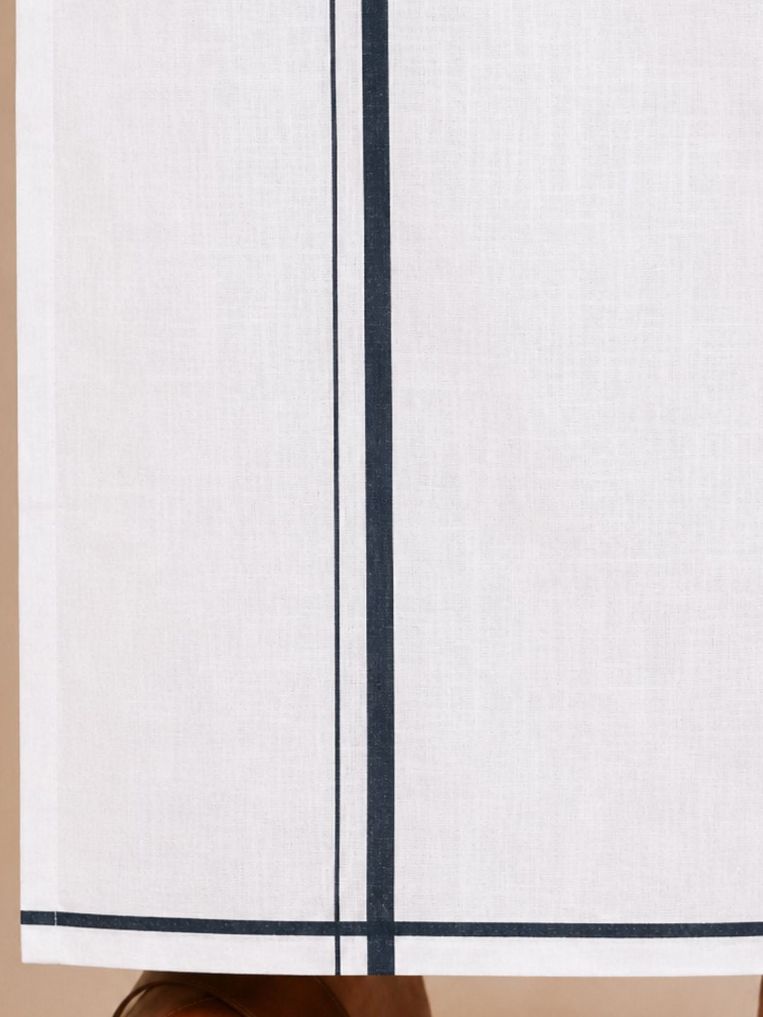 Men Cotton Linen Single Layer White Dhoti with Small Border Lee Sort LDS01