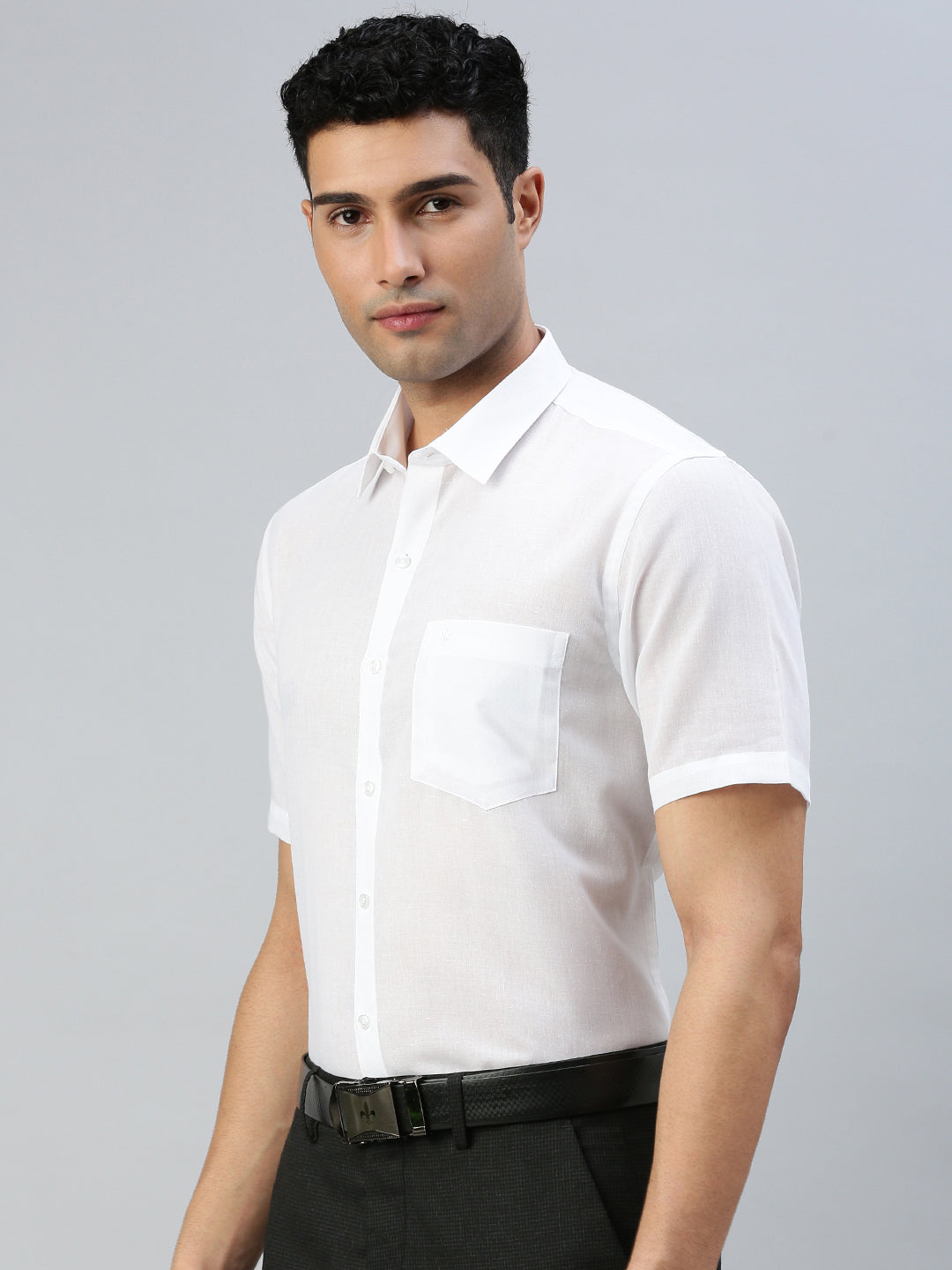 Men Cotton Rich Shirt Leader White