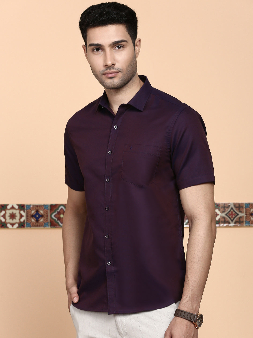 Men Premium Cotton Shirt Dark Purple EL GP16