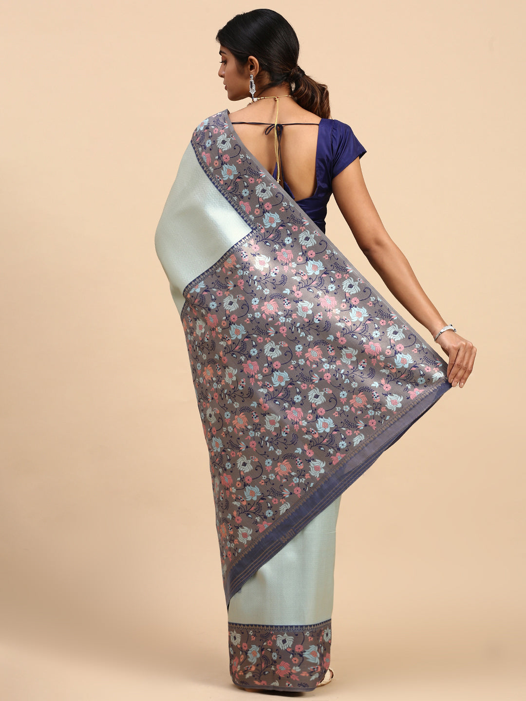 Women Semi Silk Tissue Weaving Saree Blue SS275