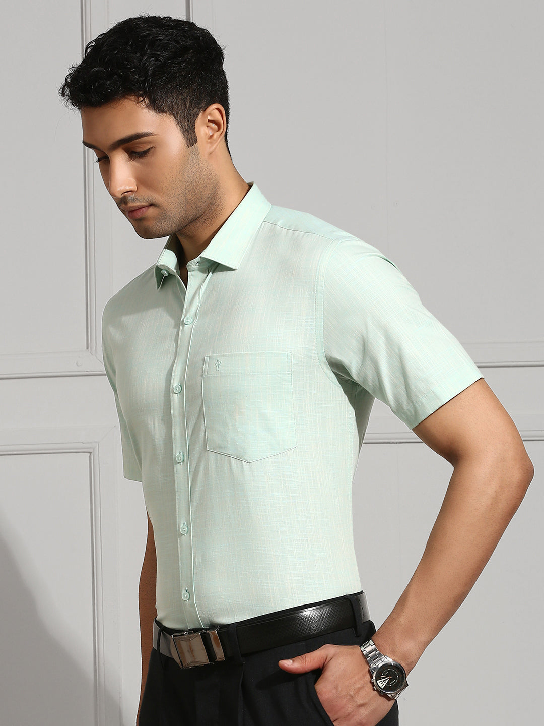 Men 100% Cotton Shirt Green CL2 GT37