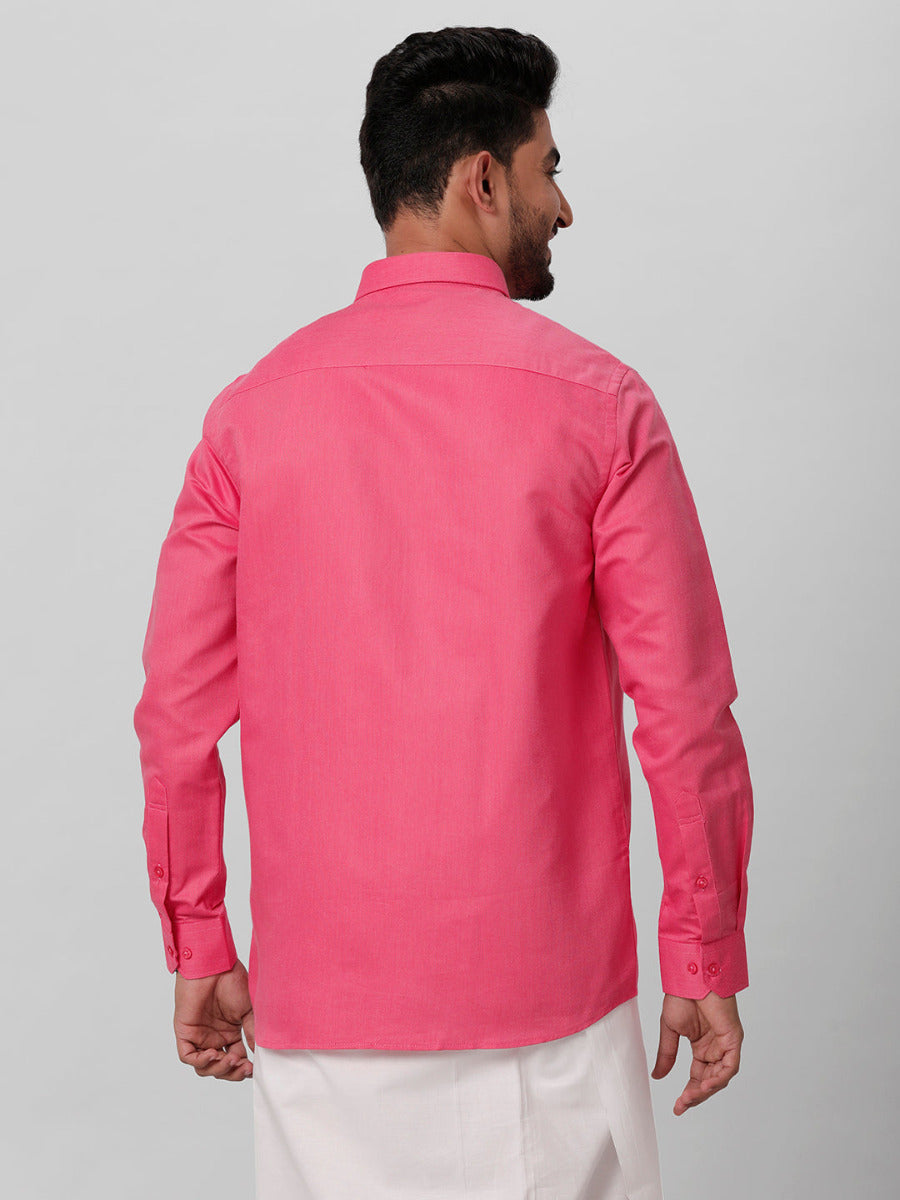 Mens Cotton Formal Pink Full Sleeves Shirt T31 TG2-Back view