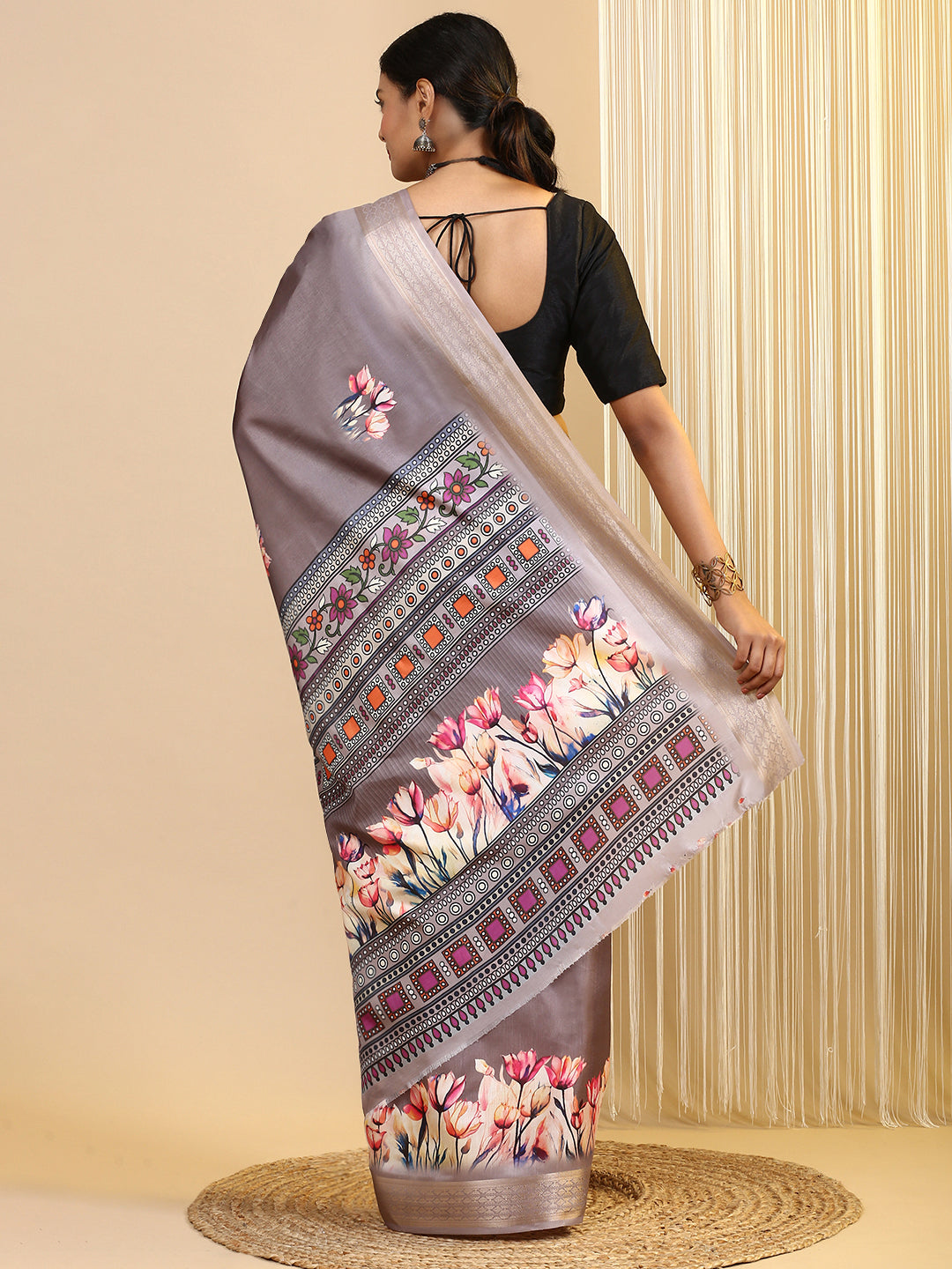 Women Semi Silk Saree Brown SS270