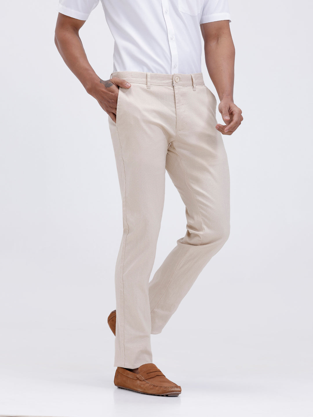 Mens Cotton Half Sleeves Shirt and Linen Cotton Pants Combo TR15501