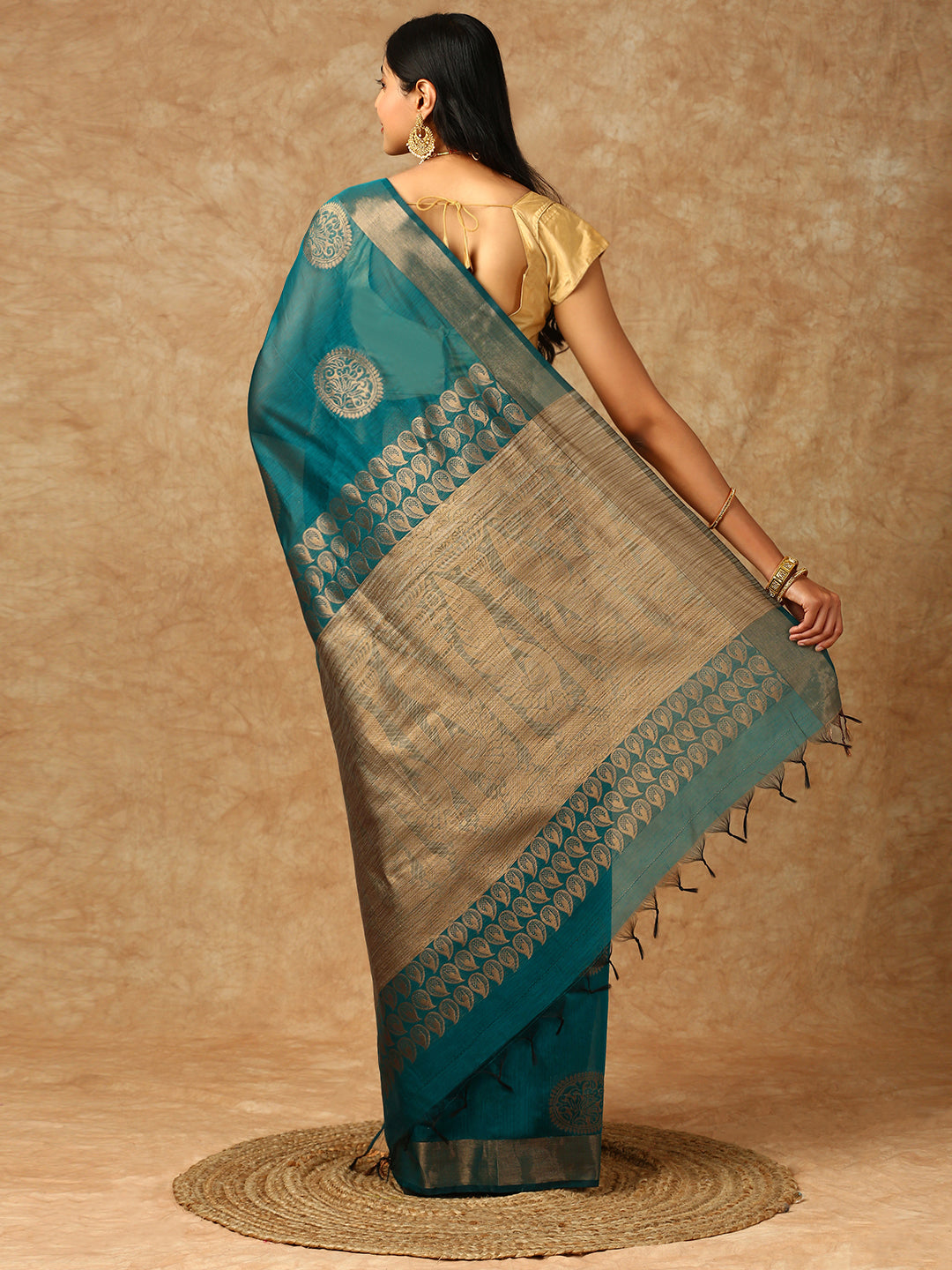 Women Semi Silk Saree Green SS318