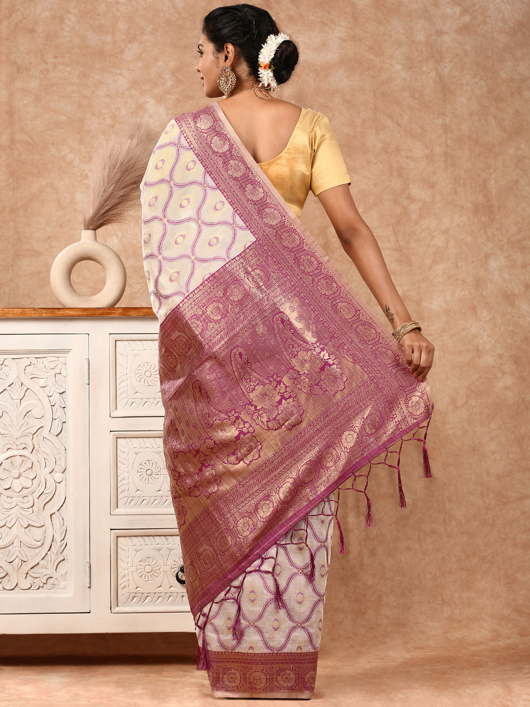 Womens Semi Silk Saree Purple SS215